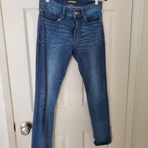 EXPRESS Skinny Mid Rise Jeans (4S, Dark Blue)